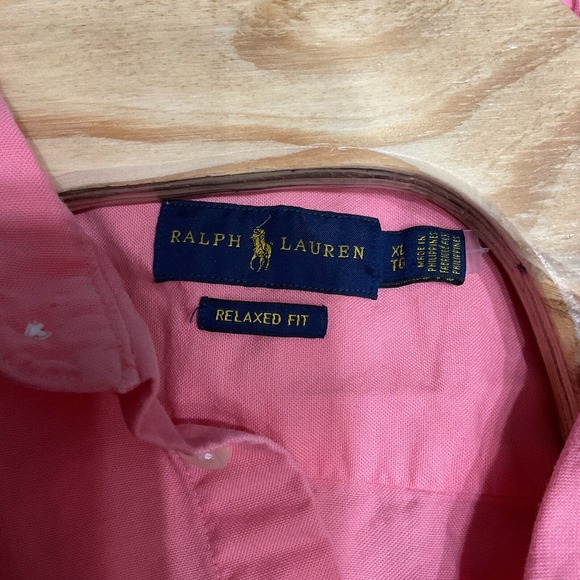 Ralph Lauren Relaxed Fit Shirt Long Sleeve Button Up Pink Cotton Men's XL - Picture 5 of 5